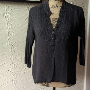 Play brand Medium black cotton boho women's pullover with light grey stars